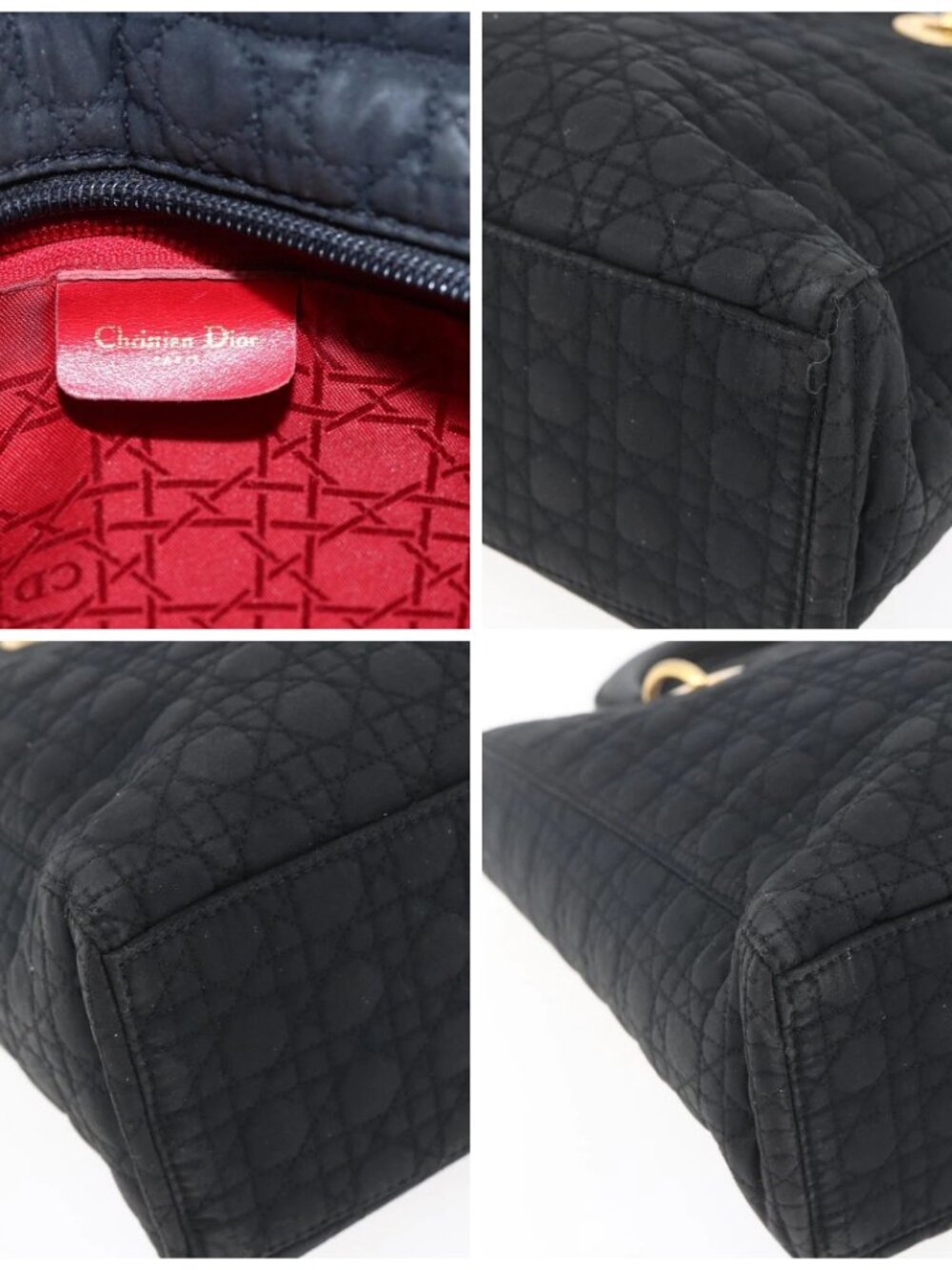 Christian Dior Canage Hand Bag Nylon Black Gold Auth - Picture 12 of 15